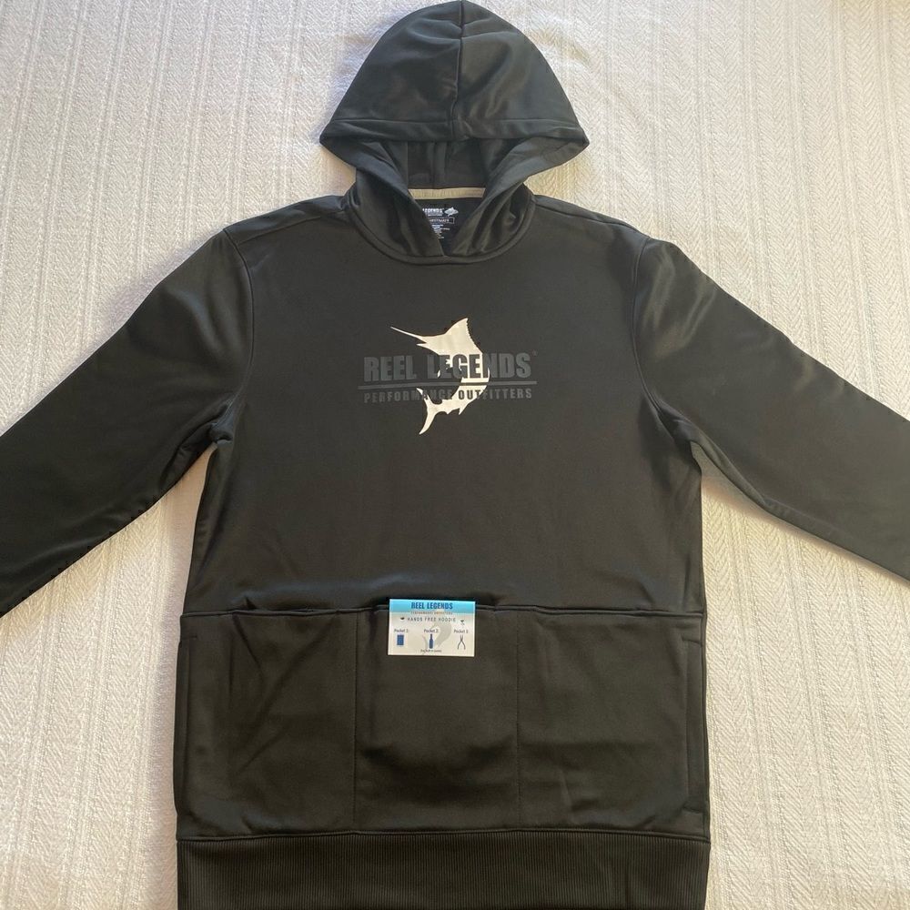 REEL LEGEND Men’s SMALL BLACK Hands Free Hoodie